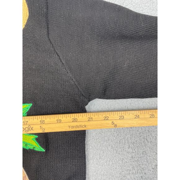 The Quacker Factory Black Cardigan Sweater with Flamingos Palm Trees Size S - Picture 4 of 11